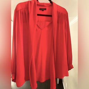 Banana Republic XL Red/Orange Long Sleeve Tie Blouse